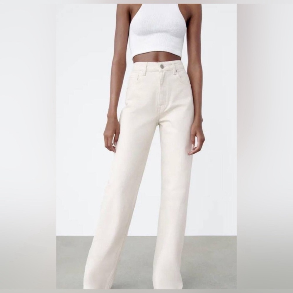 ZARA Wide Leg Jeans, Cream